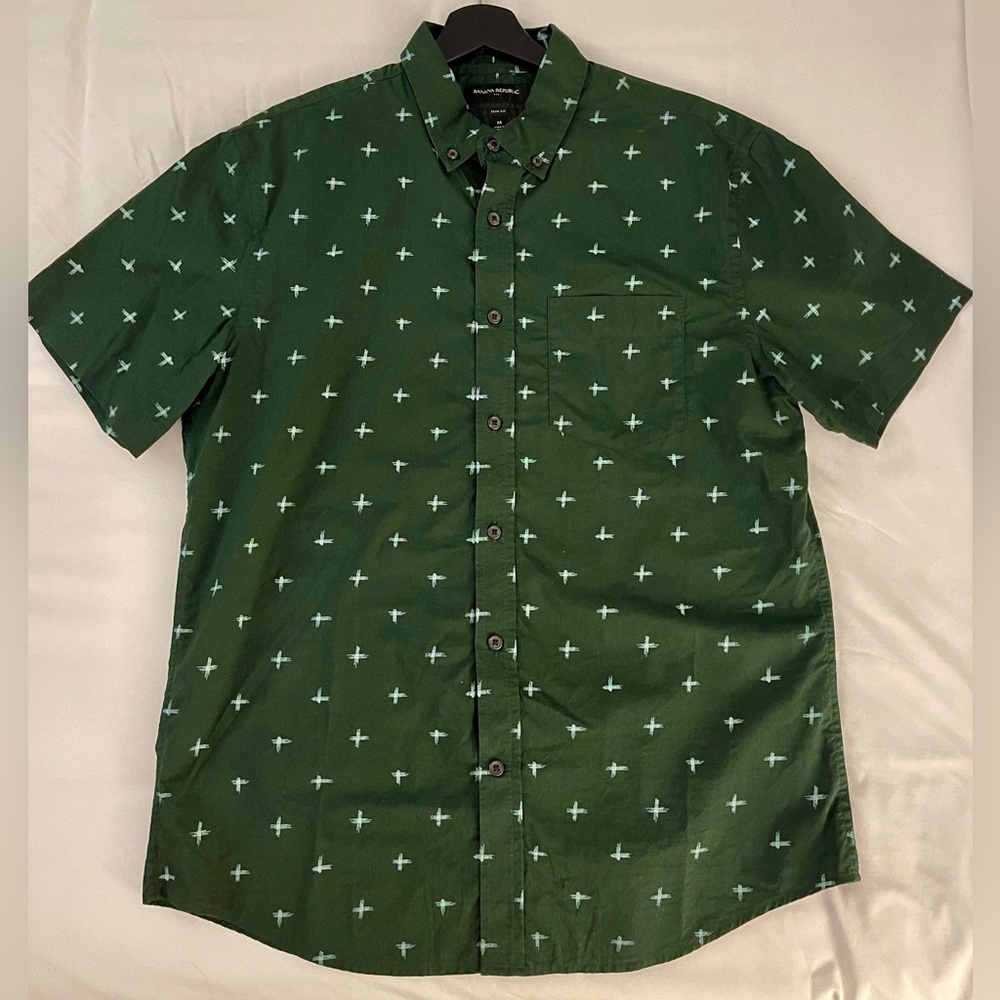 Banana Republic Slim Fit Short-Sleeve Button Down Shirt 100% Cotton